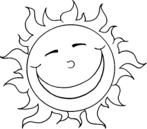 Розмальовки контур, Розмальовки Сонечко посміхається Контур сонця.